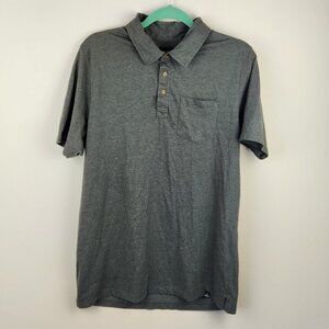 Prana Men's Heather Gray Soft Stretchy Short Sleeve Polo Shirt Single Stitch M